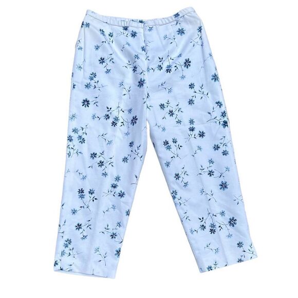 PENDLETON White Pants W/Blue Flower Print Size 16 - Picture 2 of 6